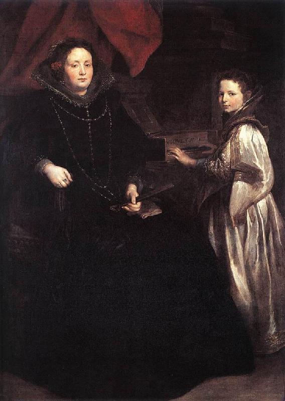 DYCK, Sir Anthony Van Portrait of Porzia Imperiale and Her Daughter fg France oil painting art